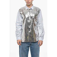 Camasi casual Homme Plus Striped Jacquard Shirt Embellished With Sequins Barbati