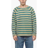 Pulovere BODE Striped Wool Mossy Glen Crew-Neck Sweater