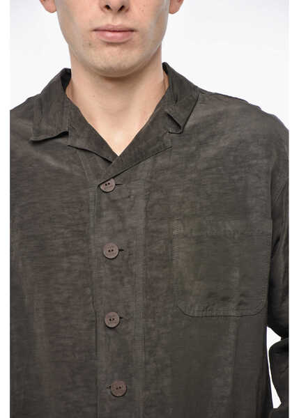 Jachete NEVER ENOUGH Linen Blend Overshirt With Breast Pocket Brown Barbati (BM 19336280) 3