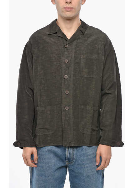 Jachete NEVER ENOUGH Linen Blend Overshirt With Breast Pocket Brown Barbati (BM 19336280) 1