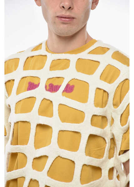 Pulovere Comme des Garons Homme Plus Wool Crew-Neck Sweater With All-Over Cut-Out Deta White Barbati (BM 19336313) 3