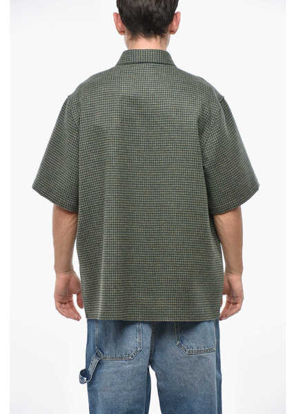 Camasi casual DARKPARK Houndstooth Motif Short Sleeved Wool And Cashmere Shirt Green Barbati (BM 19336355) 2