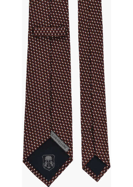 Cravate CORNELIANI Geometrical Patterned Silk Tie Brown Barbati (BM 19336376) 3