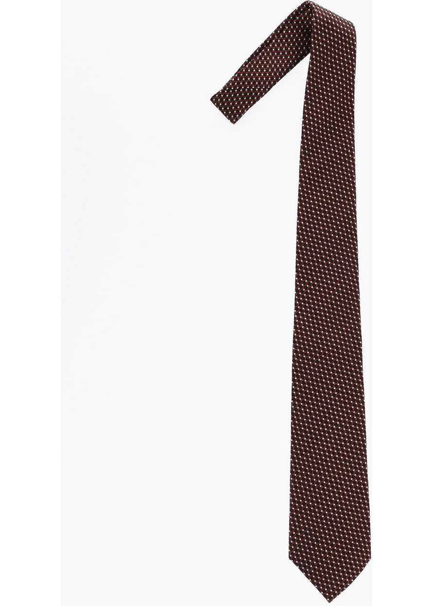 Cravate CORNELIANI Geometrical Patterned Silk Tie Brown Barbati (BM 19336376) 1