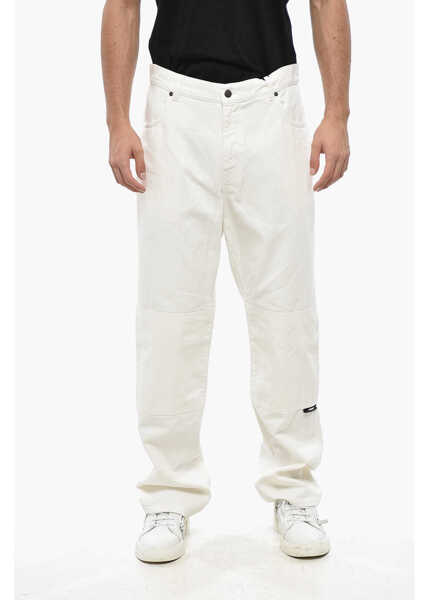 Blugi drepti MSGM Straight Leg Jeans With Contrasting Logo 22Cm White Barbati (BM 19336391) 1