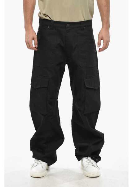 Pantaloni casual Golden Goose Solid Color Straight Leg Leniin Cargo Pants Black Barbati (BM 19336430) 1