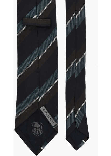 Cravate CORNELIANI Striped Silk Tie Blue Barbati (BM 19336436) 3