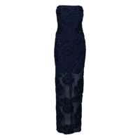 Rochii Blue Long Dress With Floral Embellishment In Fabric Woman Femei