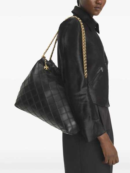 Genti de umar Tory Burch Fleming Black Diamond Quilted Shoulder Bag With Chain-Link Handles In Leather Woman Black Femei (BM 19340991) 2