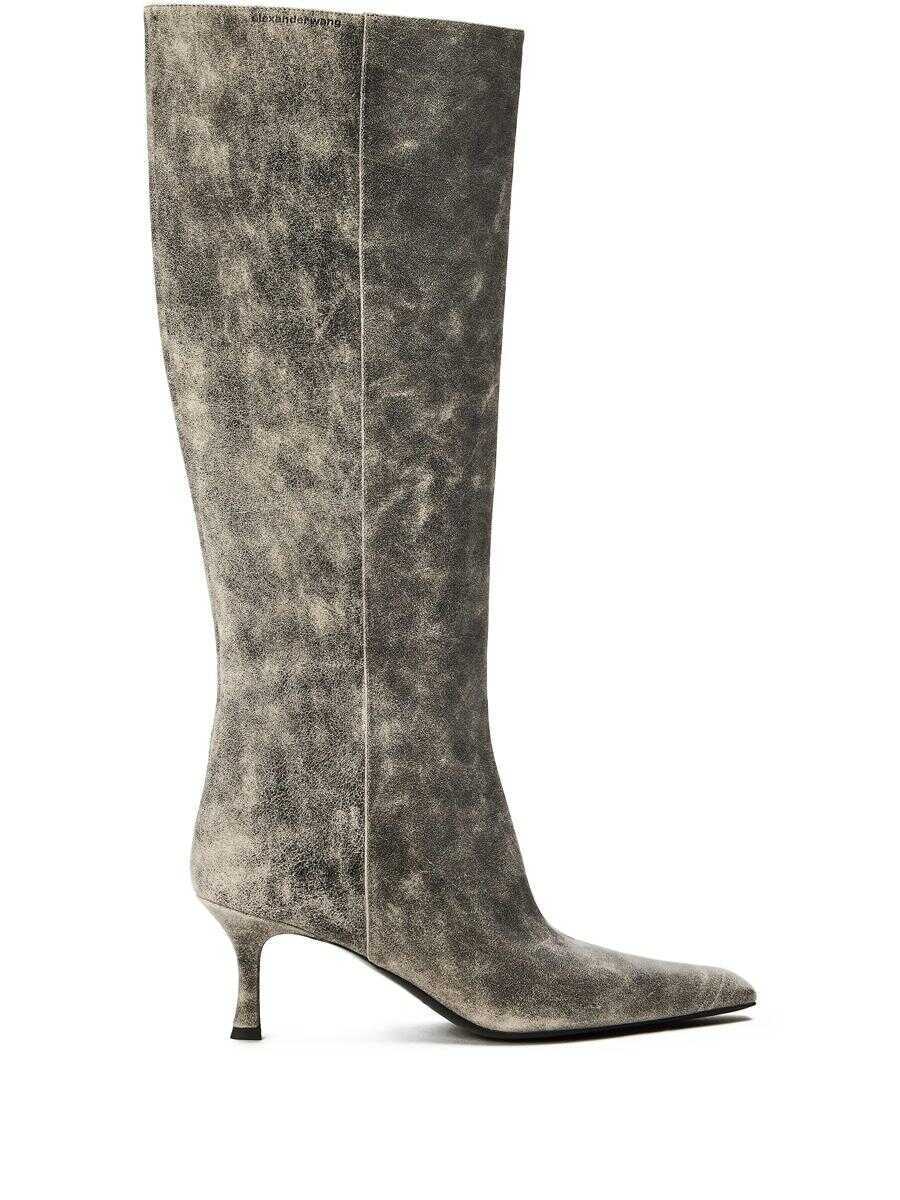 Bocanci Alexander Wang Alexander Wang Vera 65Mm Tube Boot Shoes 032A BLACK CRACKLE GREY Femei (BM 19341636) 1