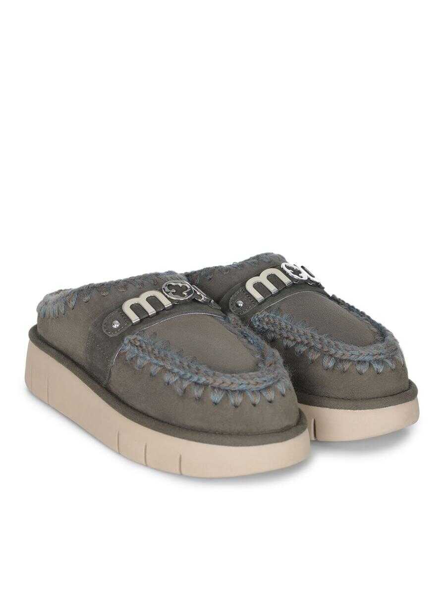 Pantofi Mou Mou  Bounce Clog Metal Logo Slippers GREEN Femei (BM 19341891) 2