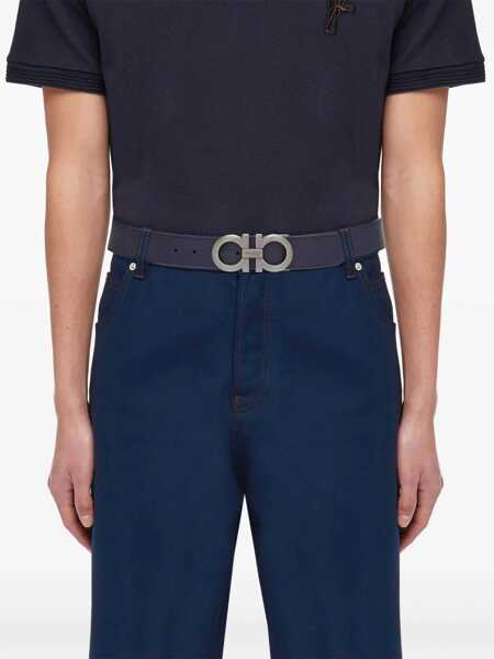 Curele Salvatore Ferragamo Salvatore Ferragamo Gancini Reversible Leather Belt Black Barbati (BM 19342065) 4