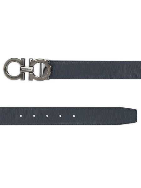 Curele Salvatore Ferragamo Salvatore Ferragamo Gancini Reversible Leather Belt Black Barbati (BM 19342074) 2