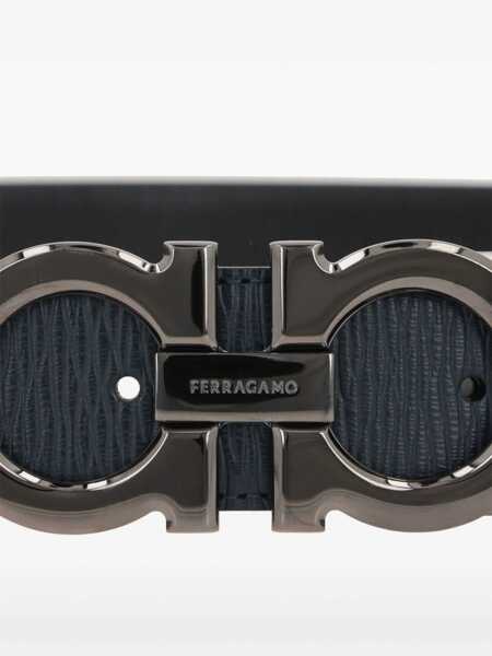 Curele Salvatore Ferragamo Salvatore Ferragamo Gancini Reversible Leather Belt Black Barbati (BM 19342074) 3