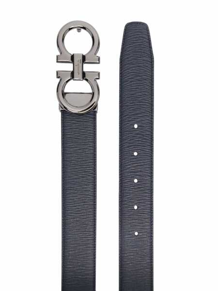 Curele Salvatore Ferragamo Salvatore Ferragamo Gancini Reversible Leather Belt BLUE Barbati (BM 19342077) 2