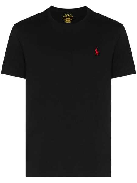 Tricouri Ralph Lauren Black Crewneck T-Shirt With Pony Embroidery On The Front In Cotton Jersry Man Black Barbati (BM 19342146) 1