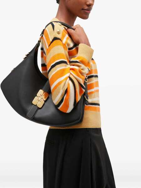 Genti de umar Ganni Kat Small Black Shoulder Bag With Adjustable Handle And Logo Plaque On The Front In Leather Woman Black Femei (BM 19342950) 2