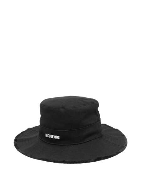 Sepci JACQUEMUS Le Bob Artichaut Black Hat With Metal Logo In Canvas Man Black Barbati (BM 19342989) 1