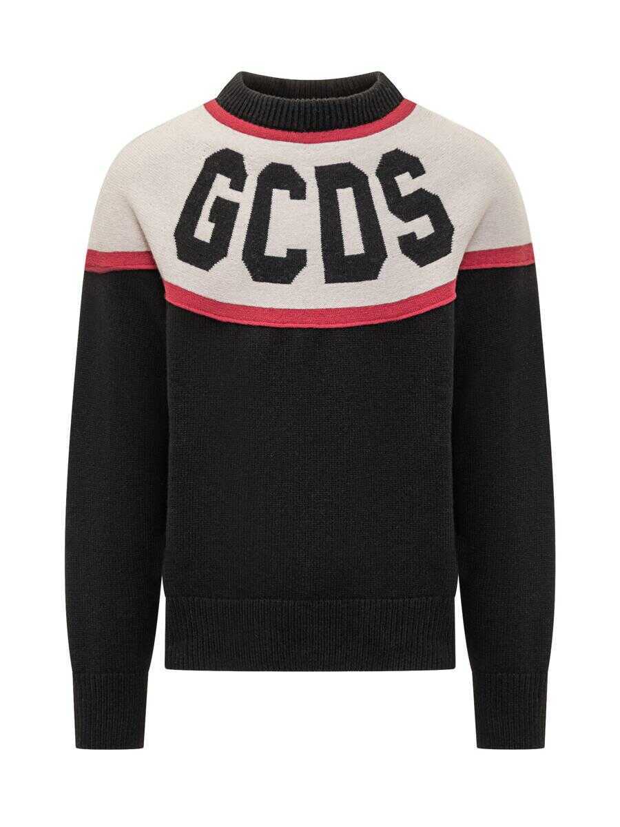 Pulovere GCDS Gcds Black Sweater With Contrast Logo Gcds Black Barbati (BM 19343256) 1