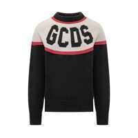 Pulovere GCDS Gcds Black Sweater With Contrast Logo Gcds