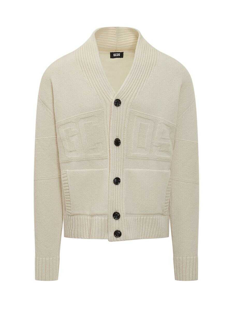 Cardigane GCDS Gcds Gcds Logo Knitted Cardigan WHITE Barbati (BM 19343283) 1