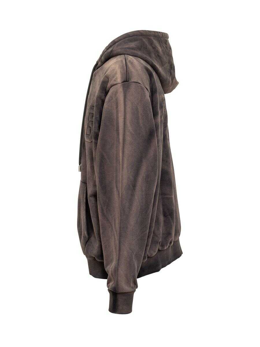 Bluze de trening GCDS Gcds Gcds Vintage Effect Brown Hoodie Black Barbati (BM 19343301) 3