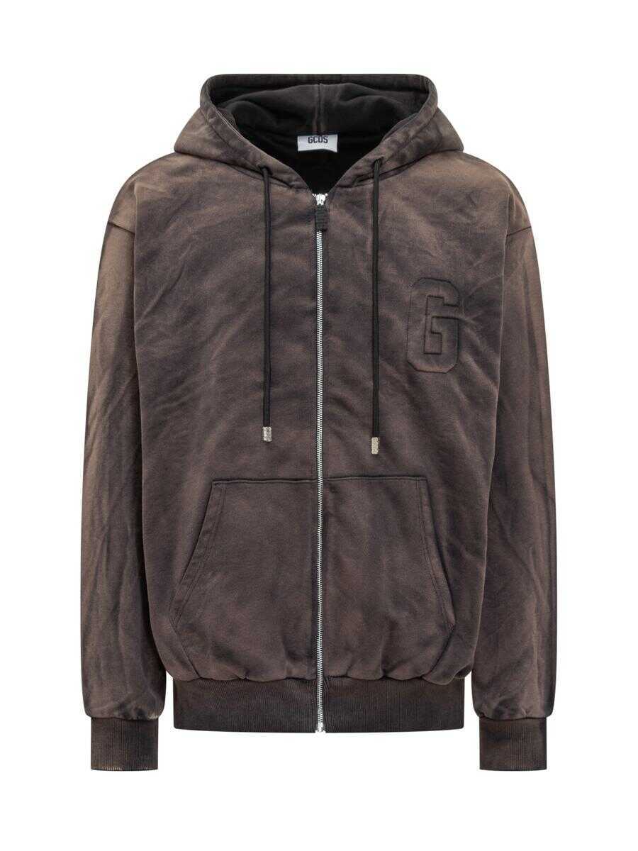 Bluze de trening GCDS Gcds Gcds Vintage Effect Brown Hoodie Black Barbati (BM 19343301) 1