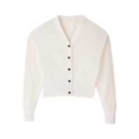 Cardigane White V-Neck Cardigan With Back Logo Lettering In Wool Woman Femei