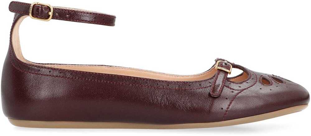 Balerini Chloe Chlo Misty Ballet Flats In Leather RED-PURPLE OR GRAPE Femei (BM 19343739) 2