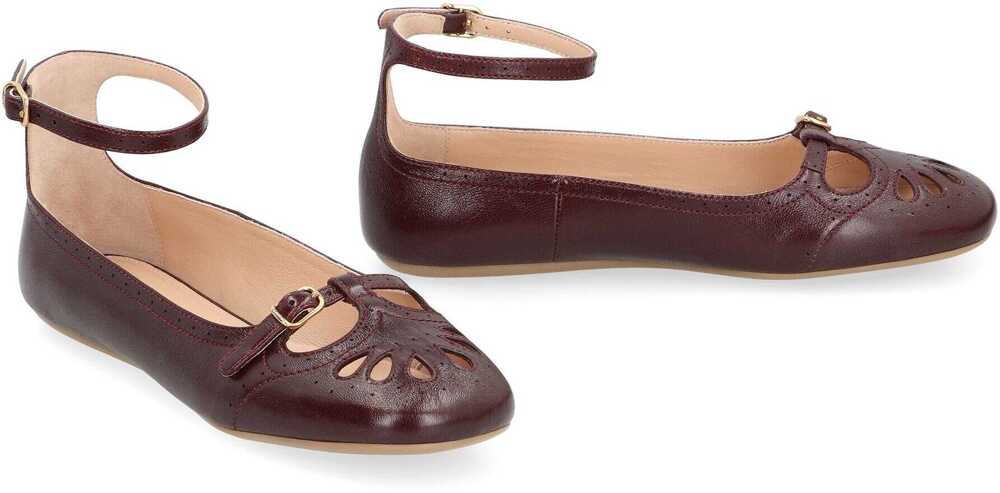 Balerini Chloe Chlo Misty Ballet Flats In Leather RED-PURPLE OR GRAPE Femei (BM 19343739) 3