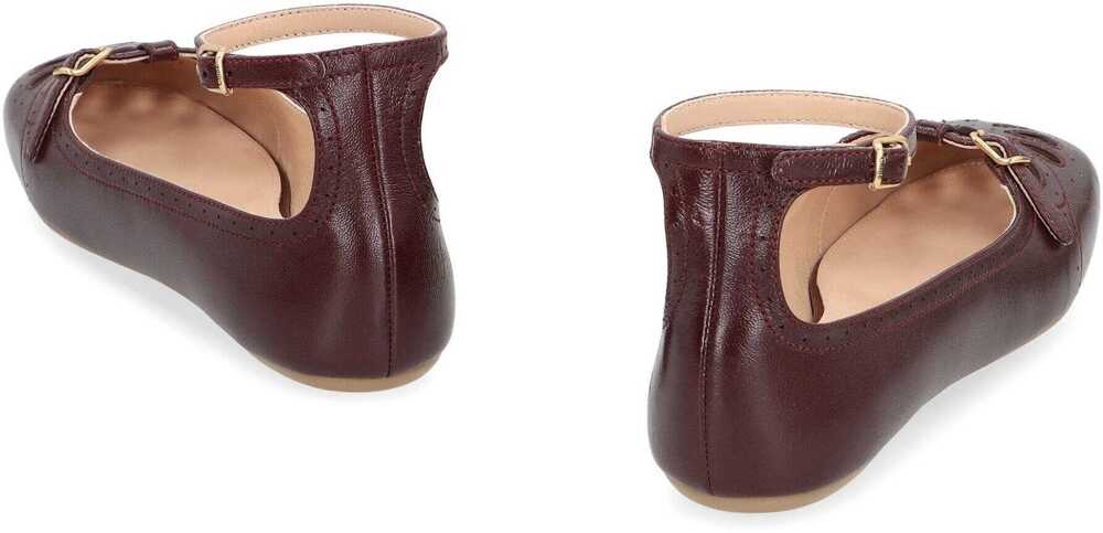 Balerini Chloe Chlo Misty Ballet Flats In Leather RED-PURPLE OR GRAPE Femei (BM 19343739) 4