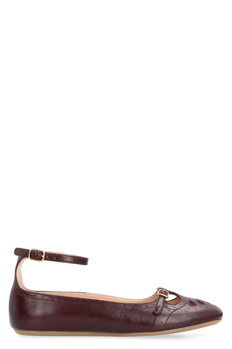 Balerini Chloe Chlo Misty Ballet Flats In Leather RED-PURPLE OR GRAPE Femei (BM 19343739) 1