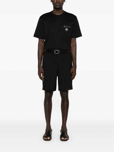 Tricouri Fendi Fendi Logo Cotton T-Shirt Black Barbati (BM 19344603) 2