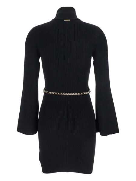 Rochii Michael Kors Black Mini Dress With Chain Belt And Logo Plaque On The Rear In Viscose Blend Stretch Woman Black Femei (BM 19346094) 2