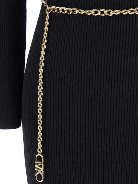 Rochii Michael Kors Black Mini Dress With Chain Belt And Logo Plaque On The Rear In Viscose Blend Stretch Woman Black Femei (BM 19346094) 3