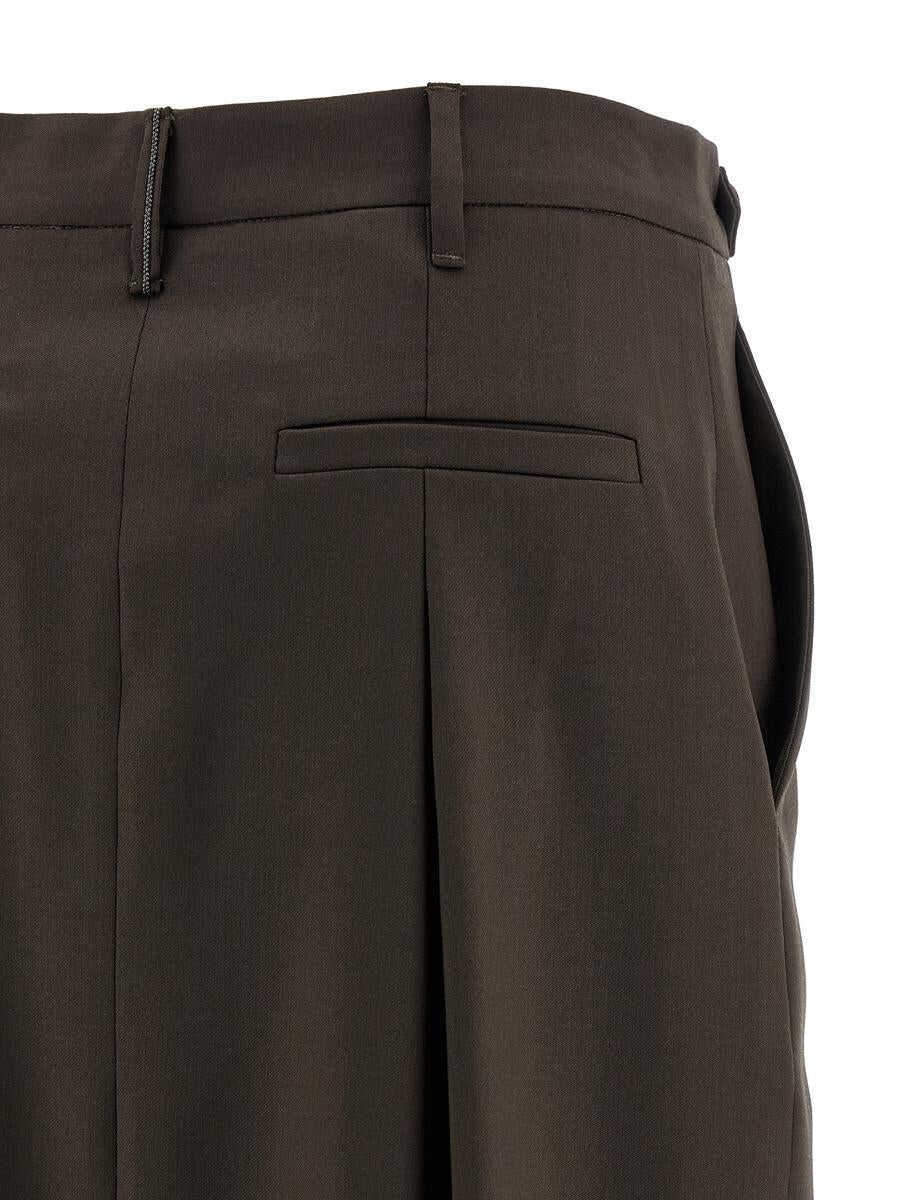 Fuste Brunello Cucinelli Brunello Cucinelli Sartorial Curved Skirt BROWN Femei (BM 19346109) 4