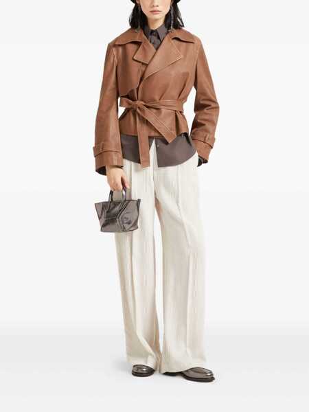 Geci Brunello Cucinelli Brunello Cucinelli Crop Trench Coat BROWN Femei (BM 19346295) 2