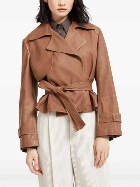 Geci Brunello Cucinelli Brunello Cucinelli Crop Trench Coat BROWN Femei (BM 19346295) 3