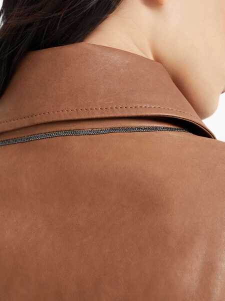 Geci Brunello Cucinelli Brunello Cucinelli Crop Trench Coat BROWN Femei (BM 19346295) 5