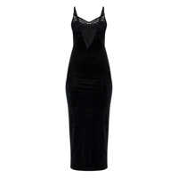 Rochii Self-Portrait Black Velvet Strappy Midi Dress Clothing Femei