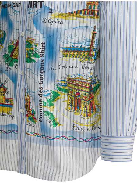 Camasi casual Comme des Garons Striped shirt with print Light blue Barbati (BM 19348527) 4
