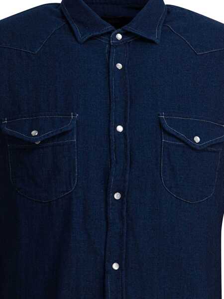 Camasi casual Bd Baggies Texan Western shirt Blue Barbati (BM 19348668) 3