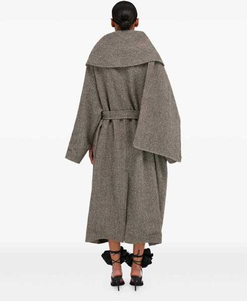 Paltoane Ferragamo Oversized asymmetric Coat BEIGE PATTERNED MEDIUM Femei (BM 19348778) 4