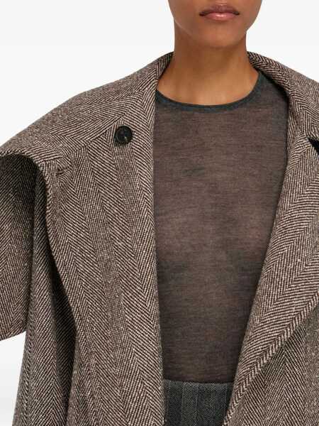 Paltoane Ferragamo Oversized asymmetric Coat BEIGE PATTERNED MEDIUM Femei (BM 19348778) 5