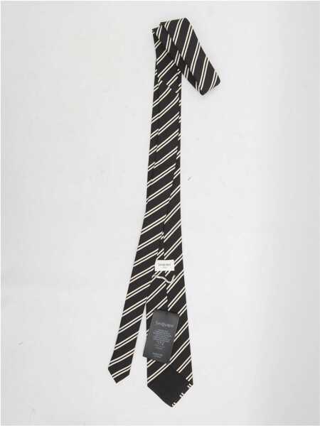 Cravate Saint Laurent Rayures Doub Tie BLACK Barbati (BM 19349129) 2