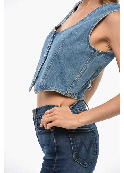 Bluze Givenchy Denim Vest Top With Back Martingale Light Blue Femei (BM 19349411) 2