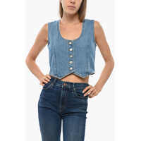 Bluze Denim Vest Top With Back Martingale Femei