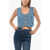 Givenchy Denim Vest Top With Back Martingale Light Blue