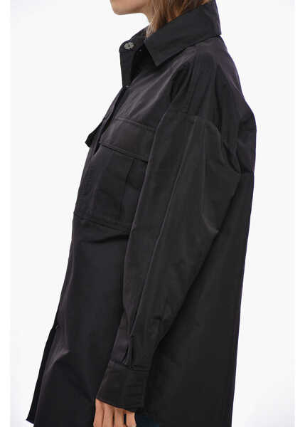 Camasi casual P.A.R.O.S.H. Technical Fabric Pesca Shirt With Double Breast Pocket Midnight Blue Femei (BM 19349417) 2