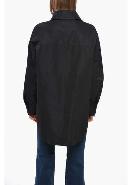 Camasi casual P.A.R.O.S.H. Technical Fabric Pesca Shirt With Double Breast Pocket Midnight Blue Femei (BM 19349417) 3